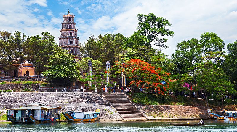 Thien Mu Pagoda near Perfume river in Hue, Vietnam
