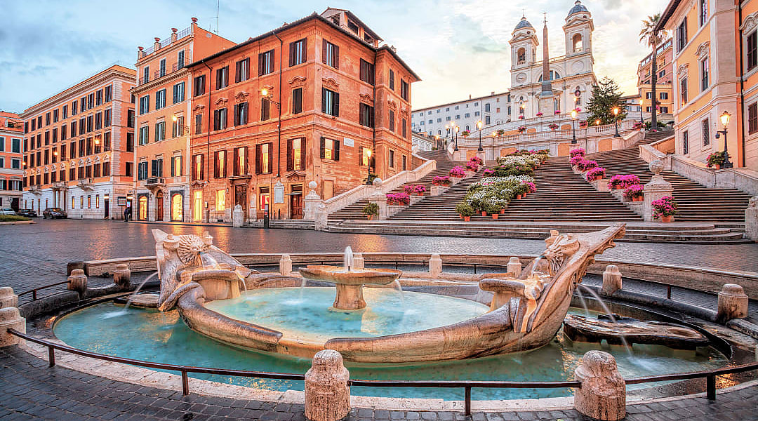 Spanish steps at sunrise in Rome, Italy