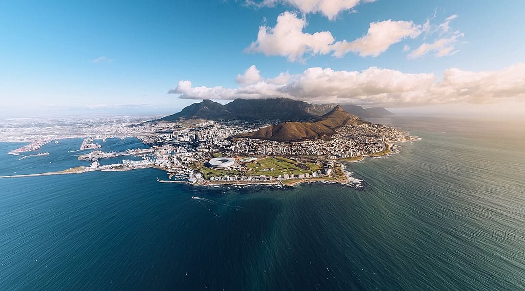 Aerial view of Cape Town, South Africa.