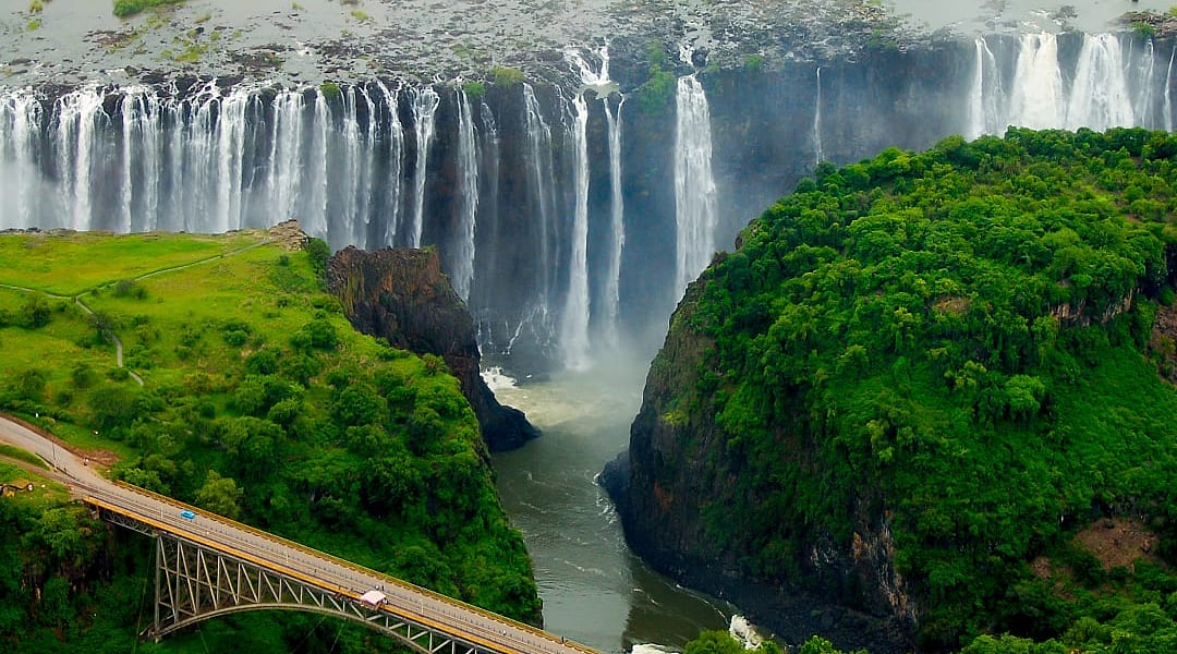 Aerial view of Victoria Falls in Zambia
