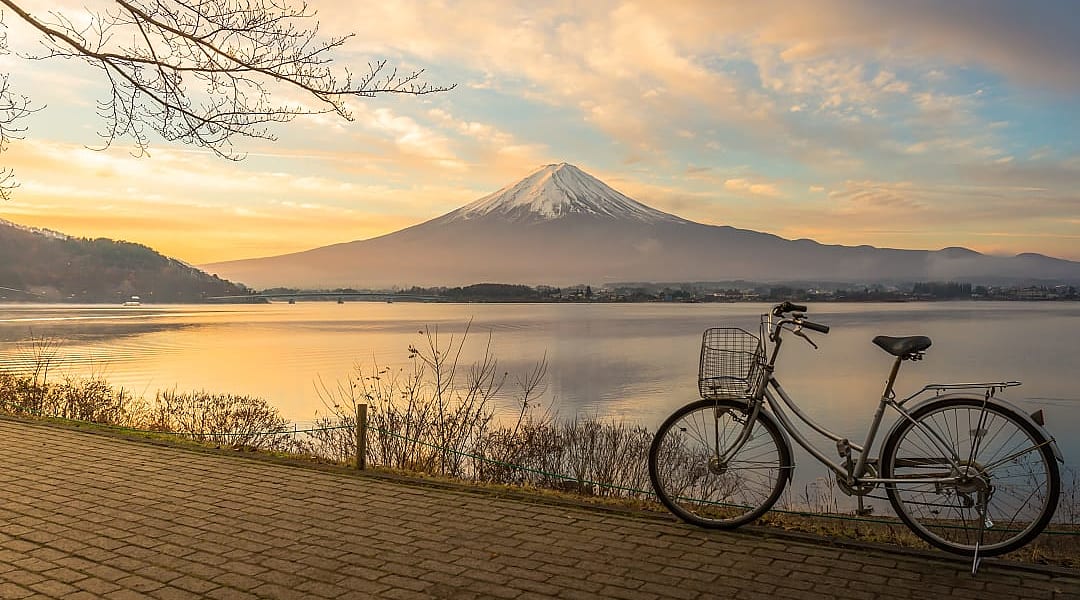 Lake Kawaguchi with Mount Fuji in the background, Japan
