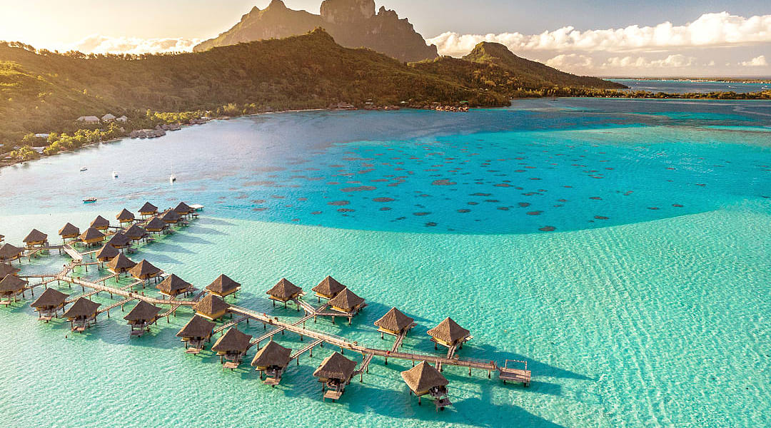 Over water bungalows in Bora Bora, French Polynesia
