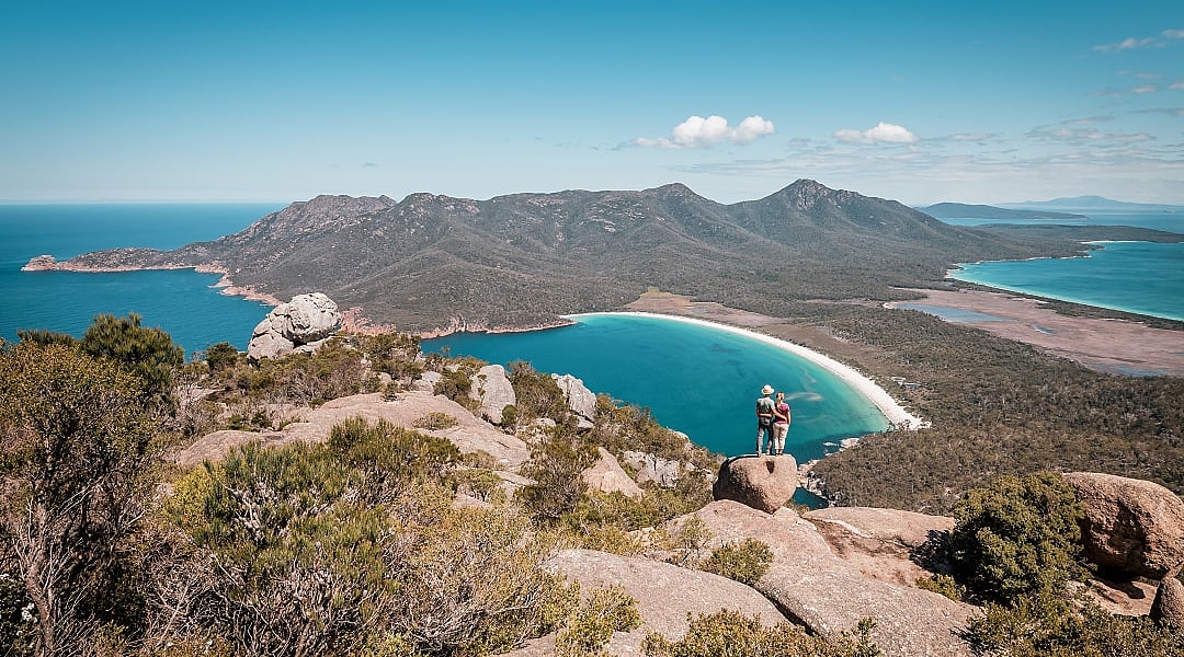 Couple hiking Freycinet National Park