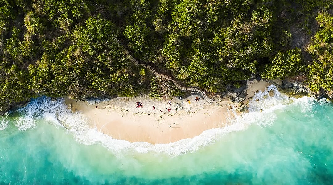 Aerial view of Topan Beach in Bali.