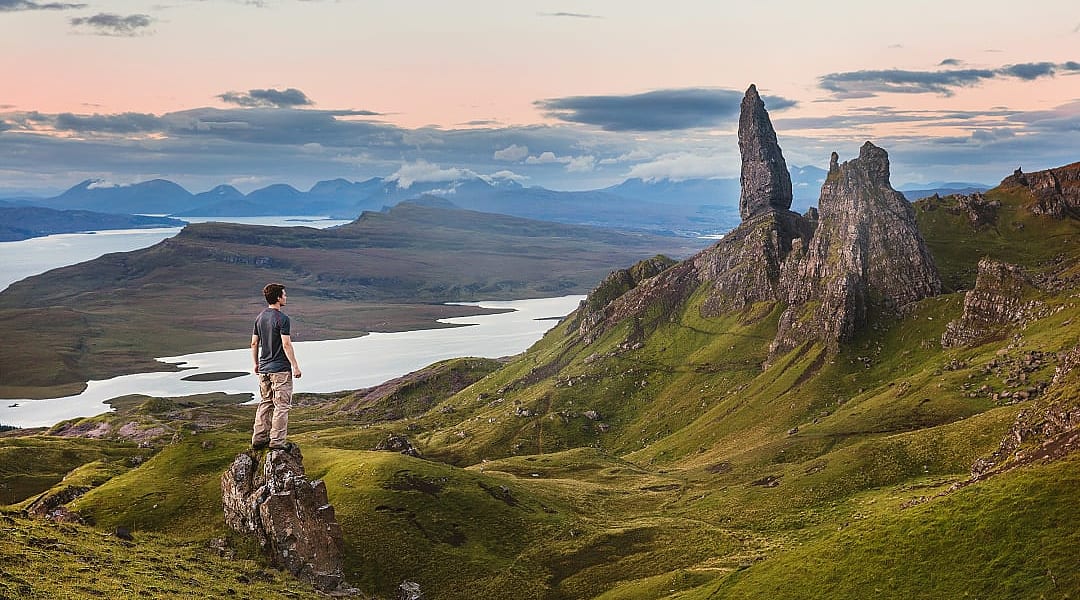 Hikaer at Old Man of Storr on Isle of Skye, Scotland