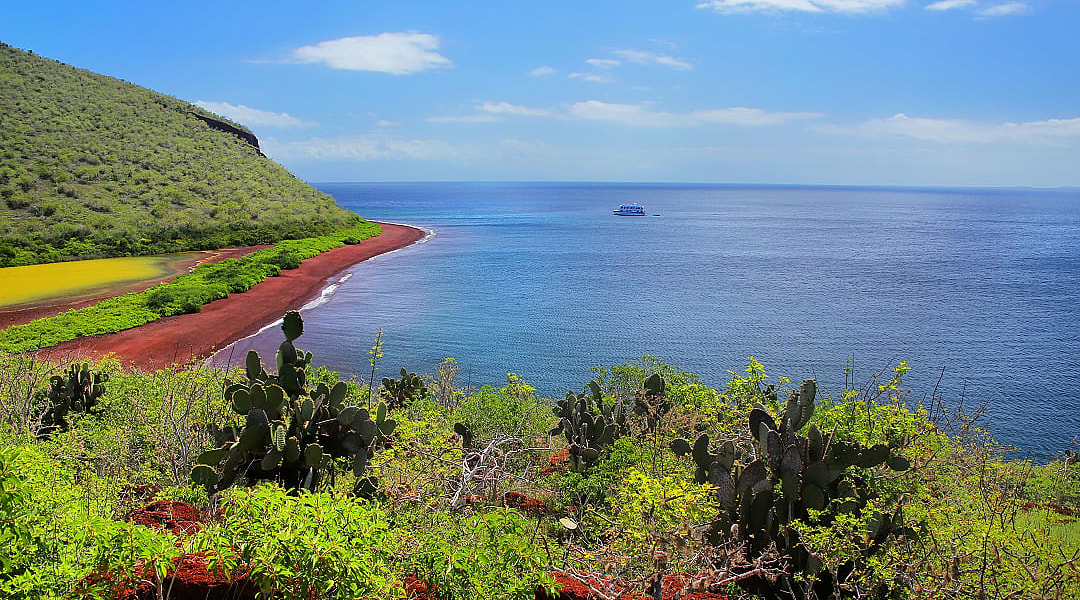 Cruise by Red Sand Beach, Rabida Island in the Galapagos