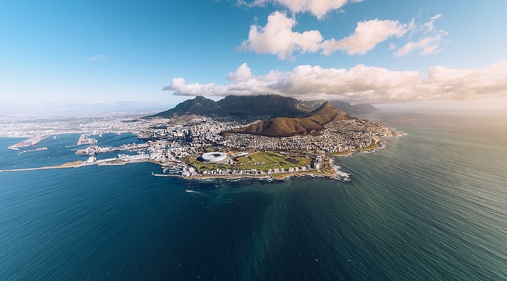 Aerial view of Cape Town, South Africa.