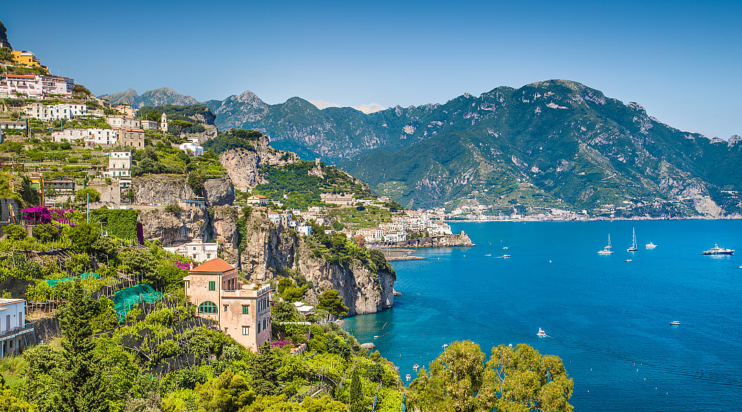 Beautiful view of  a village on the Amalfi Coast in Italy