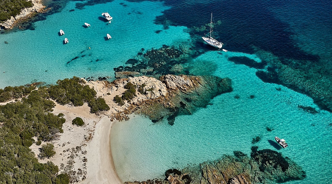 The crystal-clear waters of Sardinia, Italy.