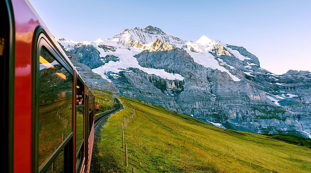 Train ride between Grindelwald and the Jungfraujoch in Switzerland