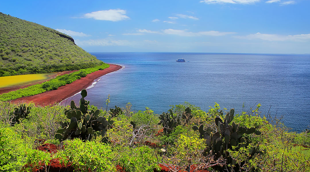 Cruise by Red Sand Beach, Rabida Island in the Galapagos