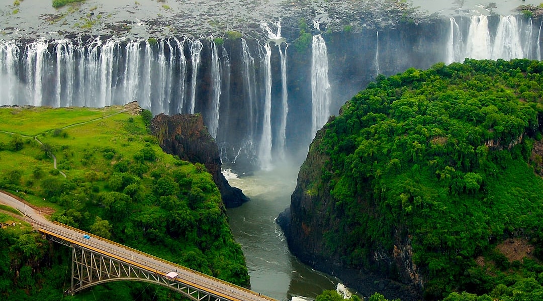 Aerial view of Victoria Falls in Zambia