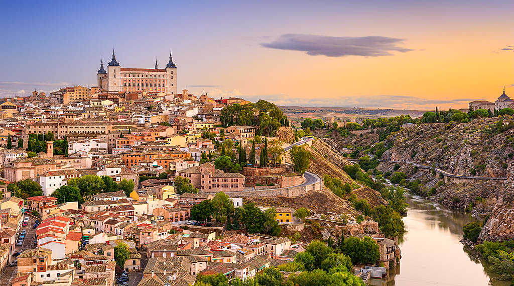 City view and Toledo Alcazar, Toledo, Spain