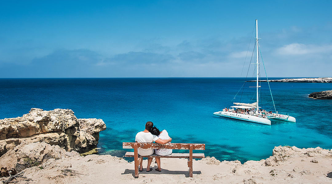 Couple enjoying the view in Ibiza, Spain