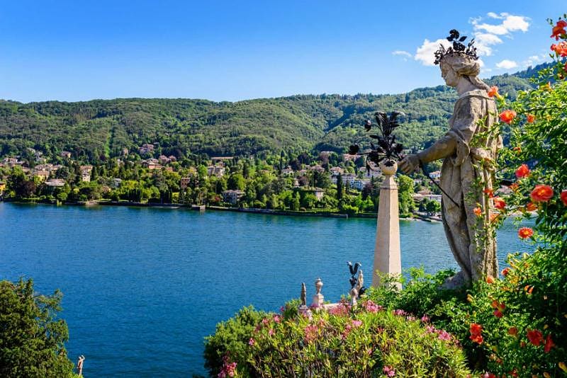 View of Lake Maggiore from Sola Bella Island, Northern Italy