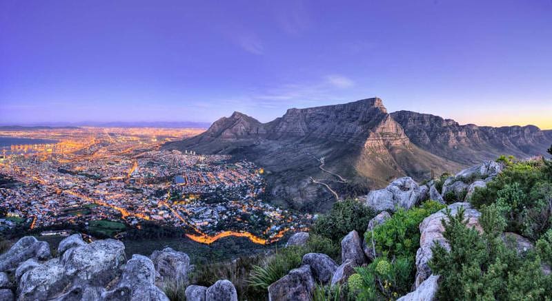 Aerial view of Cape Town and Table Mountain.