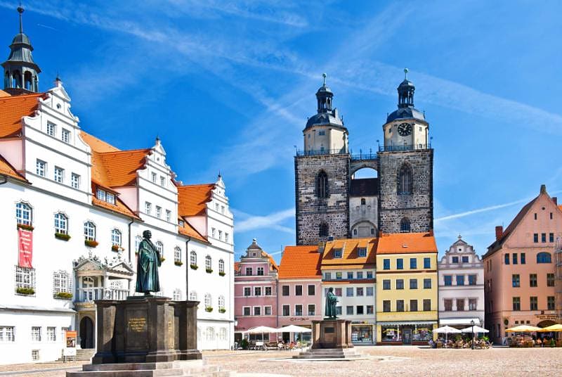 Market square and the City Church in Wittenberg