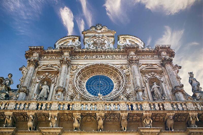 Facade of the Basilica of Santa Croce in Lecce, Puglia, Italy