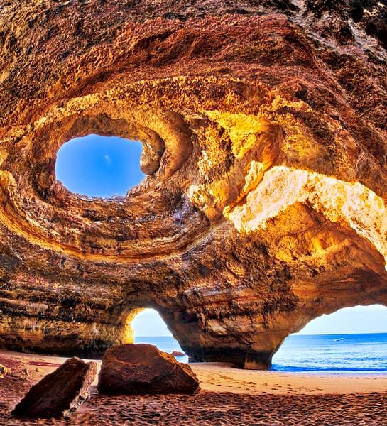 Benagil Cathedral at beautiful coast of Algarve, Portugal.