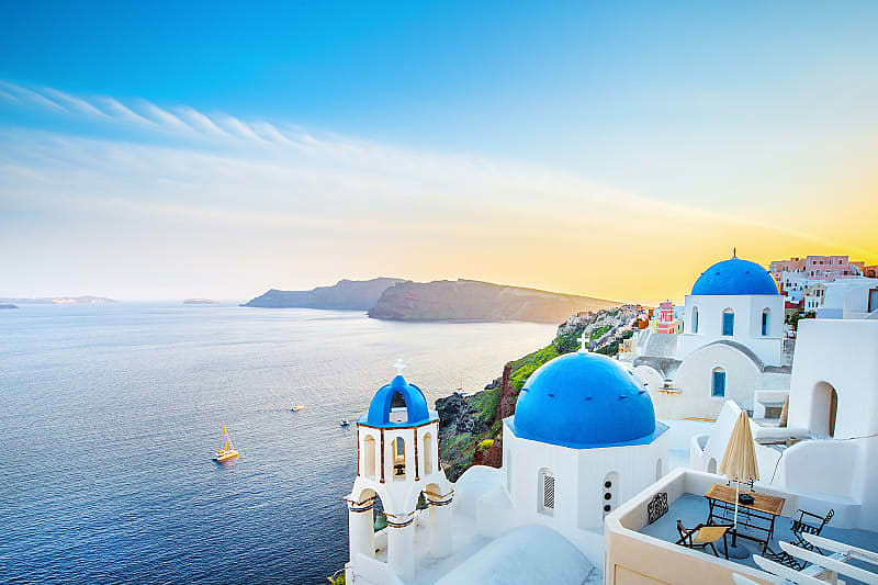 Best of Santorini - Ideal Greece Vacation - Classical view of Oia village with white and blue architecture