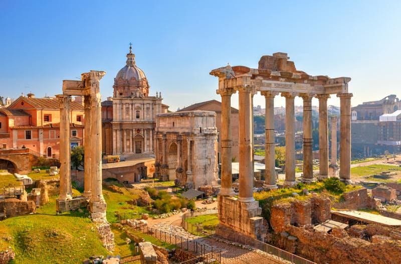 Ruins of ancient Rome, Palantin Hill, Italy