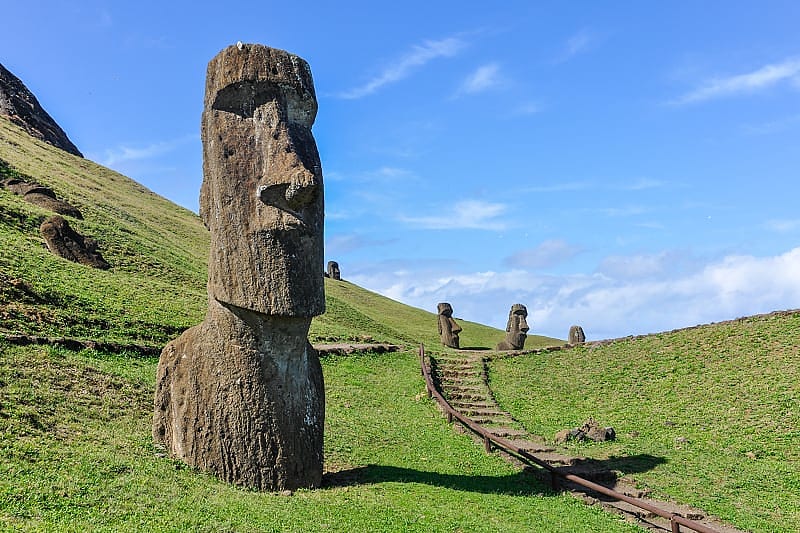 Moai statues in the quarry Rano Raraku, Easter Island, Chile