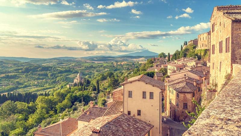 Tuscany landscape from the walls of Montepulciano, the city where produce excellent spaghetti and cheese. The glory of Montepulciano is due to its "noble wine".
