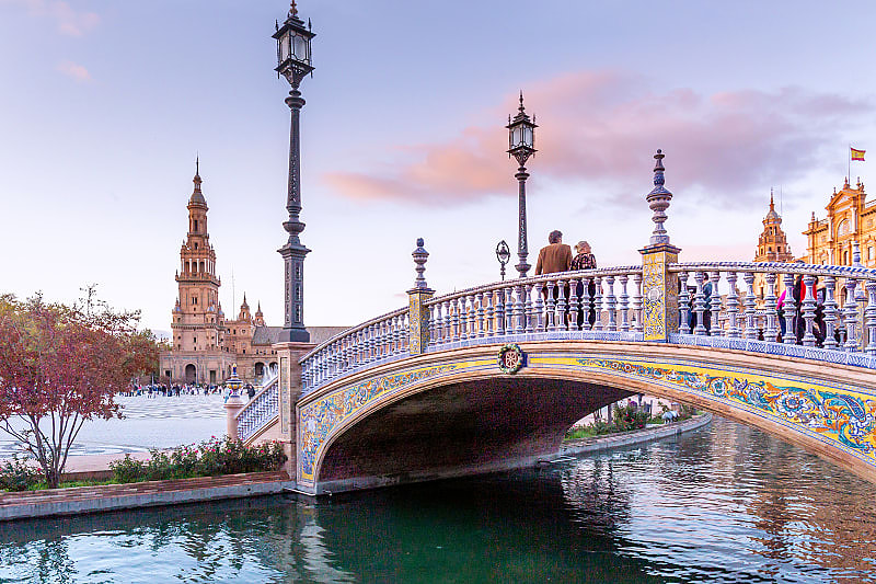 Plaza de España in December, Seville, Spain