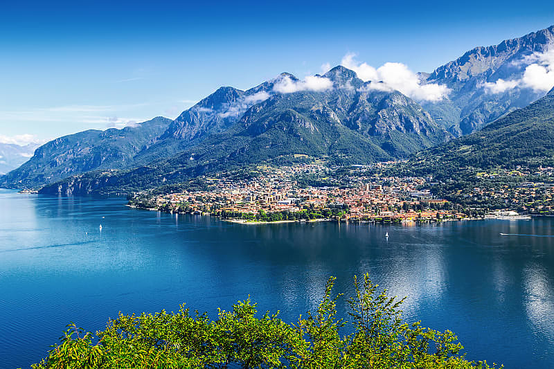 Lake Como, view of the lakeside town of Mandello del Lario, Italy