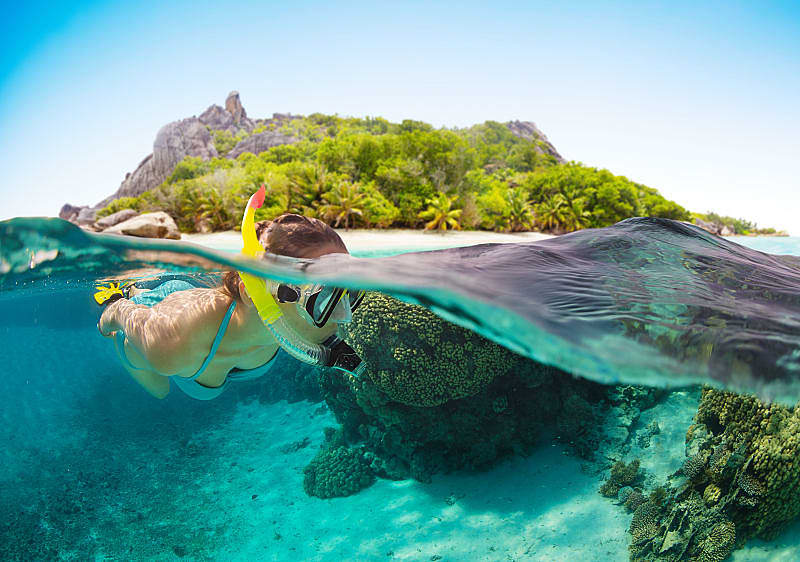 Snorkeling in the Seychelles.