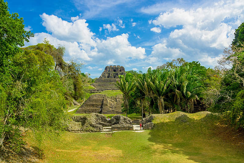 Xunantunich surrounded by lush jungle landscape in Belize Xunantunich surrounded by lush jungle landscape in Belize
