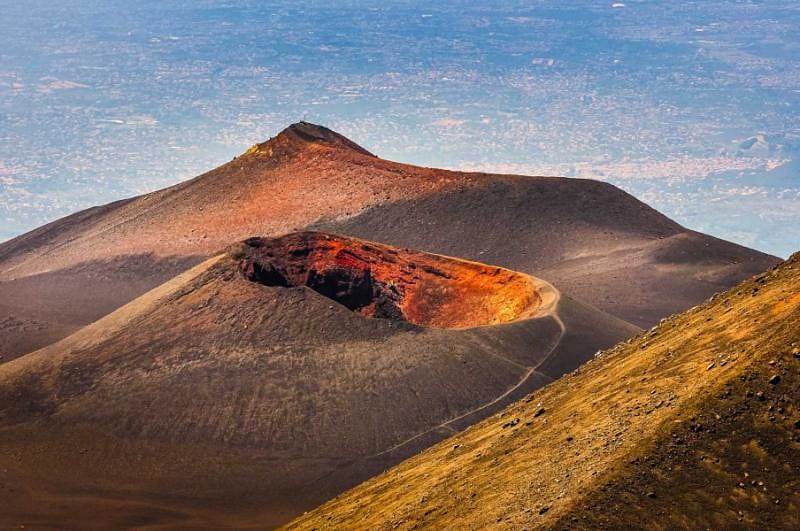 Crater of Etna, the highest active volcano in Europe