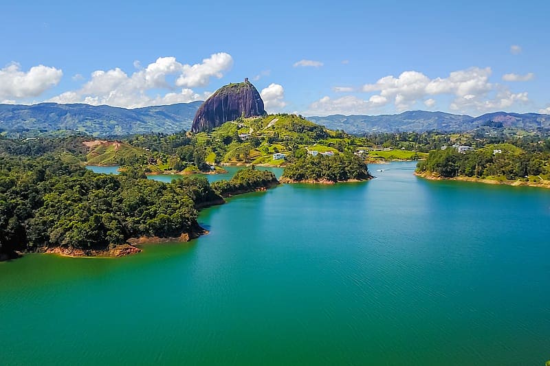 Rock of Guatapé and Peno Lake in Colombia