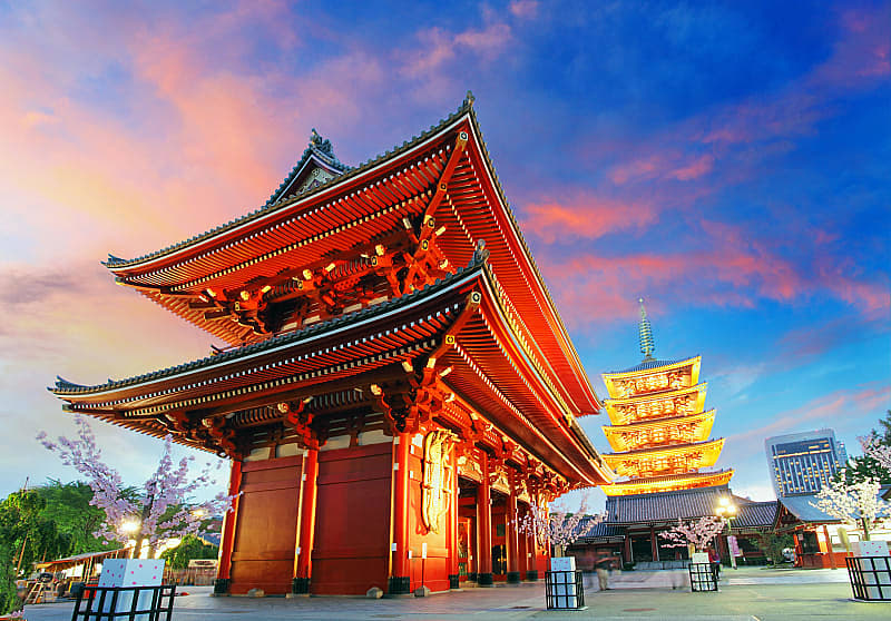 Sensoji-ji Temple in Asakusa, Japan.