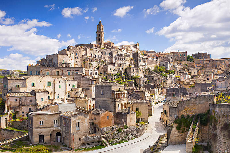The old part of Matera is carved into the rock.