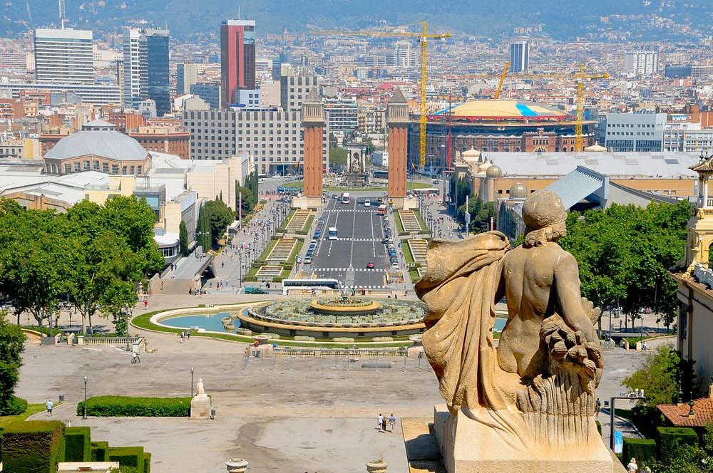 Plaza de España in Barcelona, aerial view
