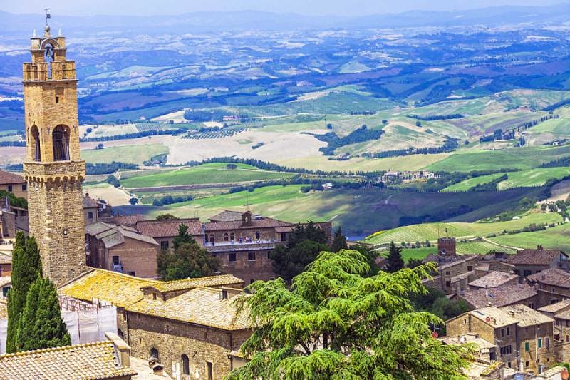 Medieval town of Tuscany-Montalcino with its famous vineyards