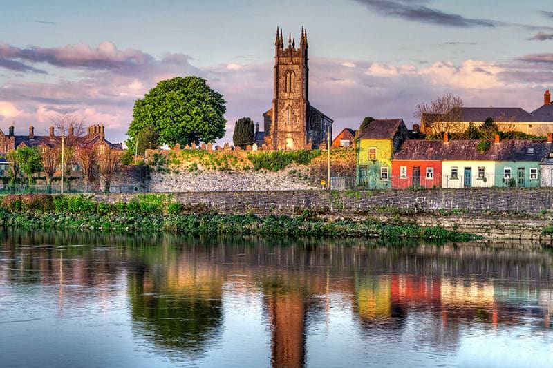 Limerick city on a scenery of Shannon river