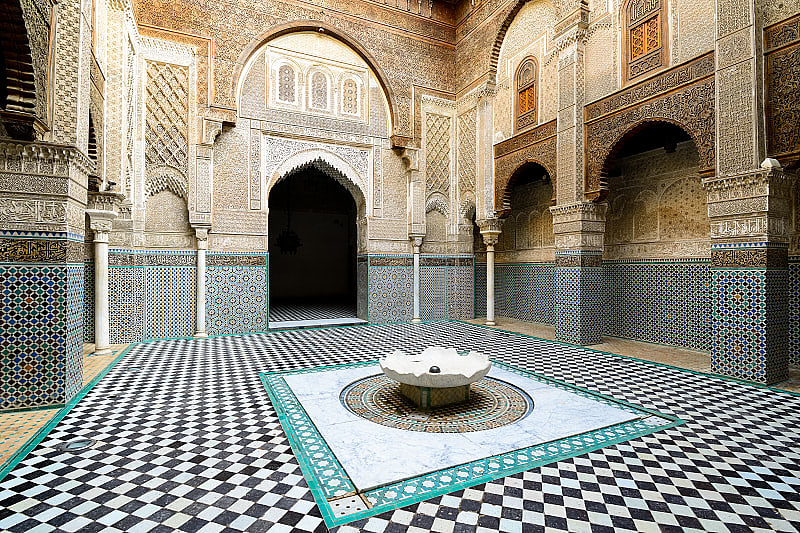 Interior of the Al-Qarawiyyin Mosque in Fez, Morocco