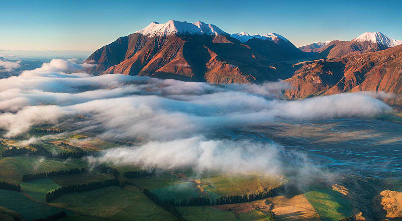 Misty morning on the Southern Island New Zealand