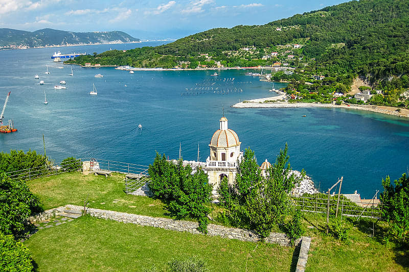 Beautiful view of the Gulf of Poets, Liguria.