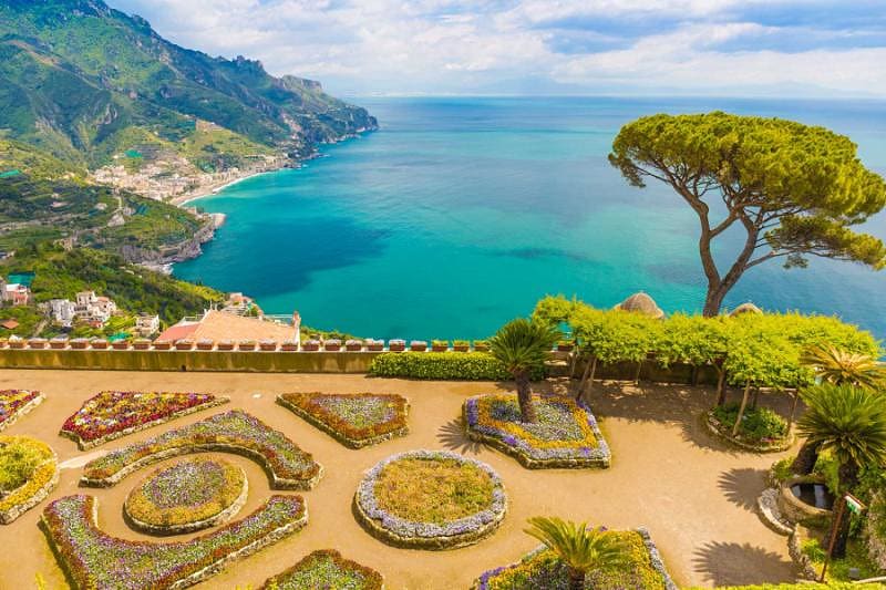 Fantastic view from Villa Rufolo, Ravello, Amalfi coast, Italy