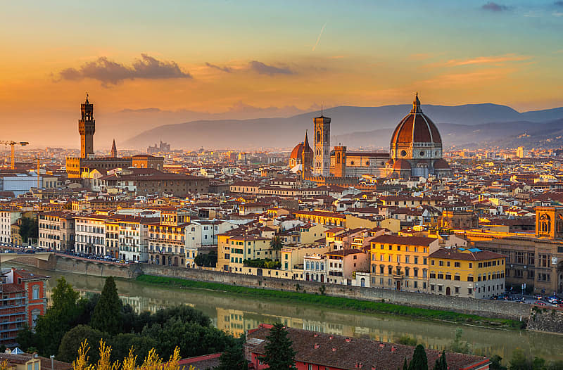 Skyline of Florence, Italy with the Cathedral of Santa Maria del Fiore Dome