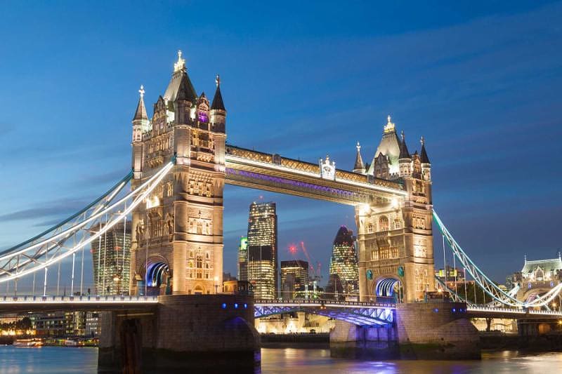 London Tower Bridge at night twilight