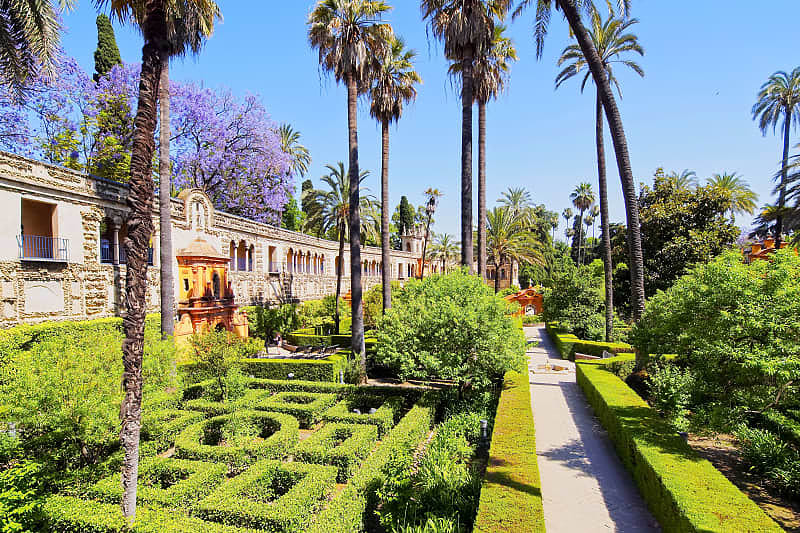 Real Alcazar gardens in Seville, Spain.