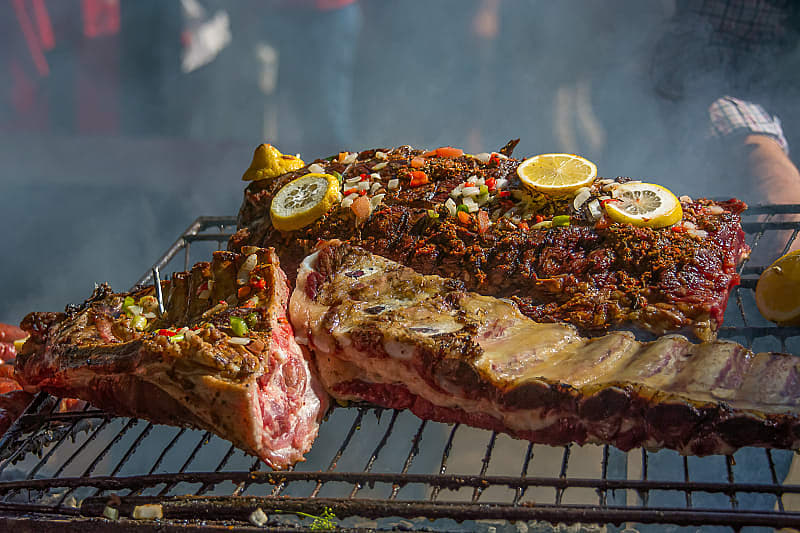 Argentine asado being prepared on the streets in Buenos Aires