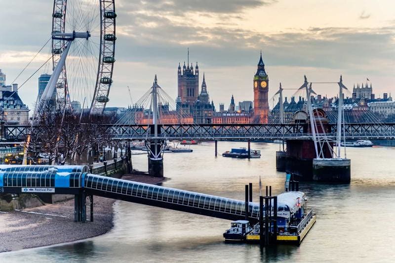 London Eye, Westminster bridge and Big Ben in the evening