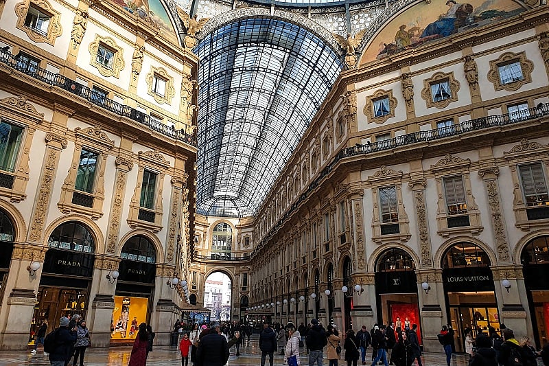 Gallery of Victor Emmanuel II, an architectural monument, one of the tourist attractions of Milan, a dream for shopping lovers