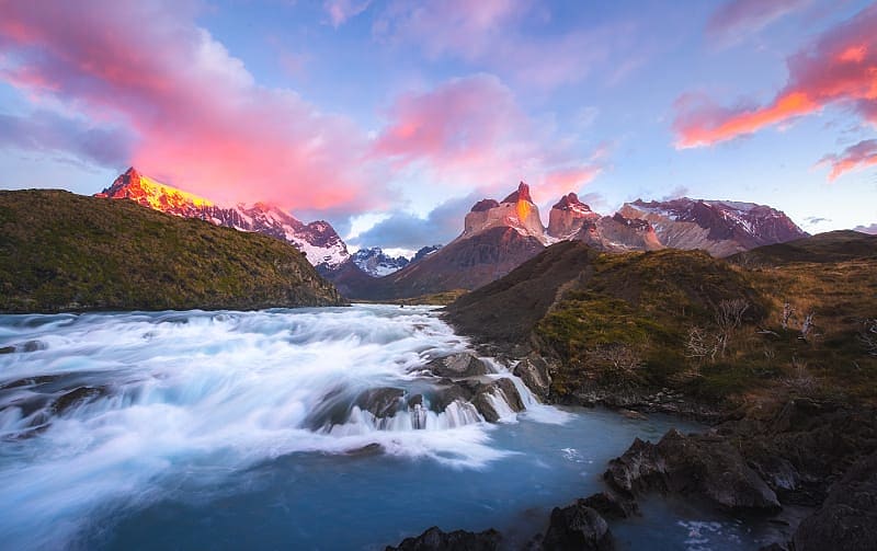 Salto Grande waterfall in T orres del Paine National Park, Chile