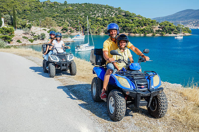Family on ATV tour in Greece